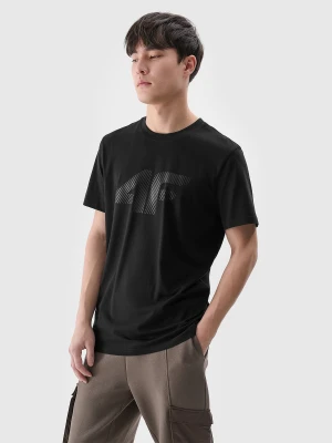 4F T-shirt regular z nadrukiem męski - czarny XXL