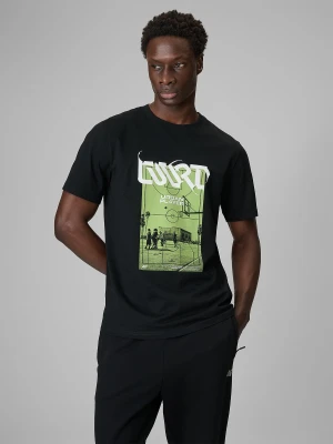 4F T-shirt regular z nadrukiem męski - czarny L