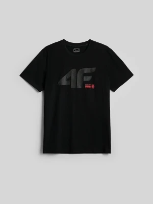 4F T-shirt regular z nadrukiem męski - czarny M