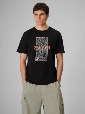 4F T-shirt regular z nadrukiem męski - czarny S