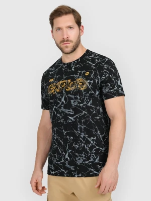 4F T-shirt regular z nadrukiem męski - czarny S