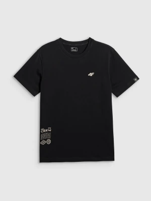 4F T-shirt regular z nadrukiem męski - czarny M
