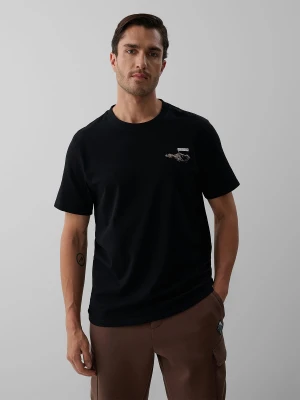 4F T-shirt regular z nadrukiem męski - czarny M