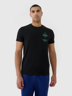 4F T-shirt regular z nadrukiem męski - czarny XL