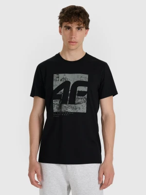 4F T-shirt regular z nadrukiem męski - czarny M