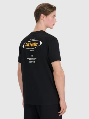 4F T-shirt regular z nadrukiem męski - czarny XXL