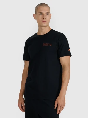 4F T-shirt regular z nadrukiem męski - czarny XL