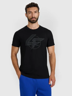 4F T-shirt regular z nadrukiem męski - czarny XXL