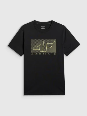 4F T-shirt regular z nadrukiem męski - czarny XL