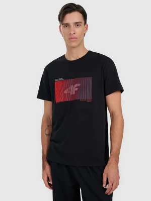 4F T-shirt regular z nadrukiem męski - czarny XXL