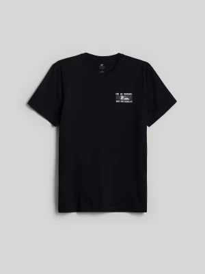 4F T-shirt regular z nadrukiem męski - czarny XXL