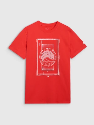 4F T-shirt regular z nadrukiem męski - czerwony M