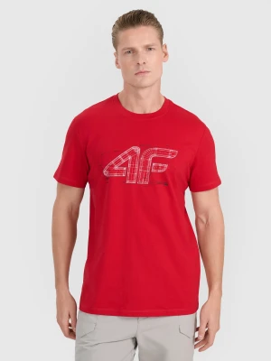 4F T-shirt regular z nadrukiem męski - czerwony S