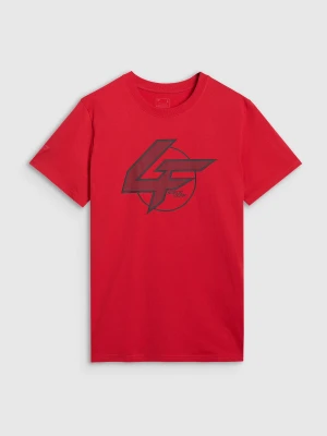 4F T-shirt regular z nadrukiem męski - czerwony M
