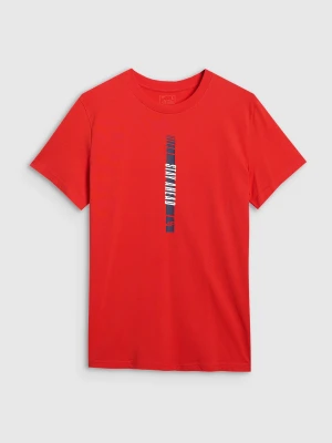4F T-shirt regular z nadrukiem męski - czerwony XL