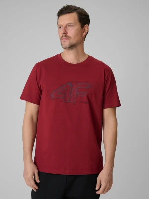 4F T-shirt regular z nadrukiem męski - czerwony L