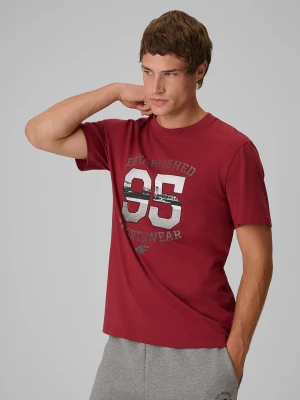 4F T-shirt regular z nadrukiem męski - czerwony XL