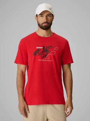 4F T-shirt regular z nadrukiem męski - czerwony S