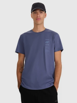 4F T-shirt regular z nadrukiem męski - granatowy M