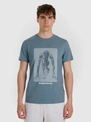 4F T-shirt regular z nadrukiem męski - granatowy XXL