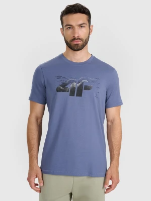 4F T-shirt regular z nadrukiem męski - granatowy XL