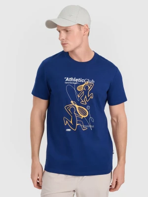 4F T-shirt regular z nadrukiem męski - granatowy M