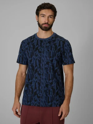 4F T-shirt regular z nadrukiem męski - granatowy 3XL