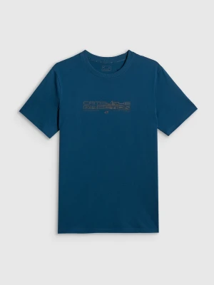 4F T-shirt regular z nadrukiem męski - granatowy S