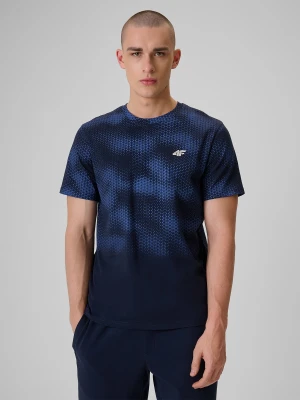 4F T-shirt regular z nadrukiem męski - granatowy XXL