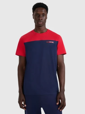 4F T-shirt regular z nadrukiem męski - granatowy XL