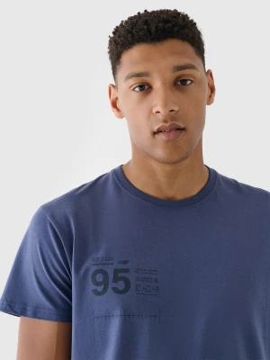 4F T-shirt regular z nadrukiem męski - granatowy XXL