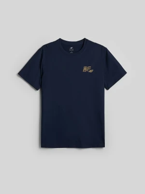 4F T-shirt regular z nadrukiem męski - granatowy XL
