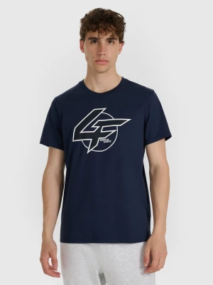 4F T-shirt regular z nadrukiem męski - granatowy XL
