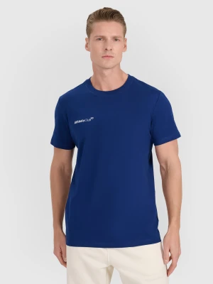 4F T-shirt regular z nadrukiem męski - granatowy XXL