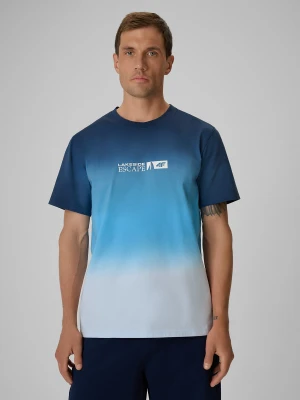 4F T-shirt regular z nadrukiem męski - granatowy M