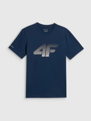 4F T-shirt regular z nadrukiem męski - granatowy S