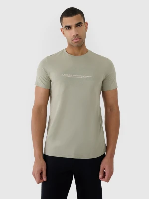 4F T-shirt regular z nadrukiem męski - khaki S
