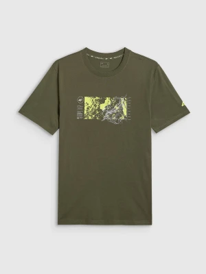 4F T-shirt regular z nadrukiem męski - khaki L