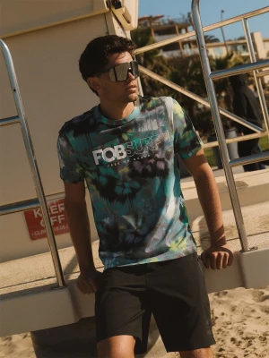 4F T-shirt regular z nadrukiem męski - multikolor L
