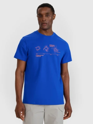 4F T-shirt regular z nadrukiem męski - niebieski L