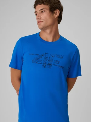 4F T-shirt regular z nadrukiem męski - niebieski XL