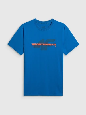 4F T-shirt regular z nadrukiem męski - niebieski S