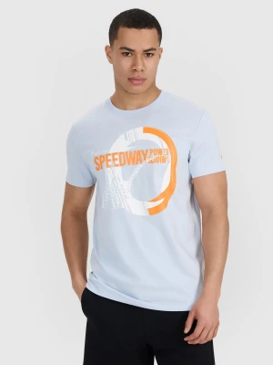 4F T-shirt regular z nadrukiem męski - niebieski S