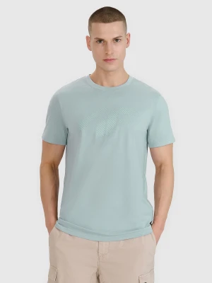 4F T-shirt regular z nadrukiem męski - niebieski S
