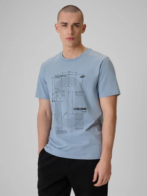 4F T-shirt regular z nadrukiem męski - niebieski S