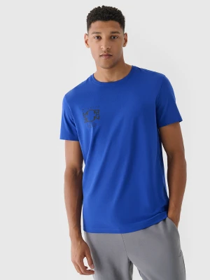 4F T-shirt regular z nadrukiem męski - niebieski S