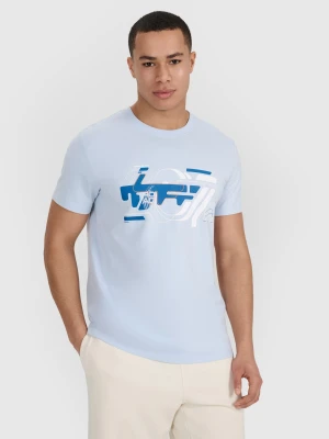 4F T-shirt regular z nadrukiem męski - niebieski S