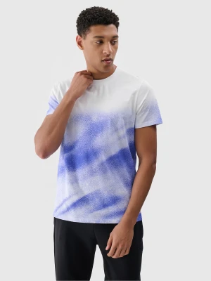4F T-shirt regular z nadrukiem męski - niebieski XXL