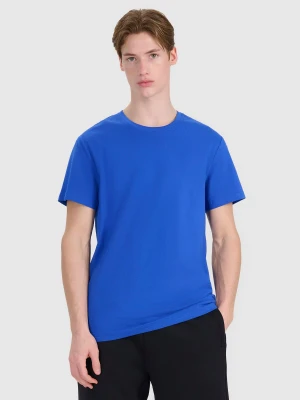 4F T-shirt regular z nadrukiem męski - niebieski XL