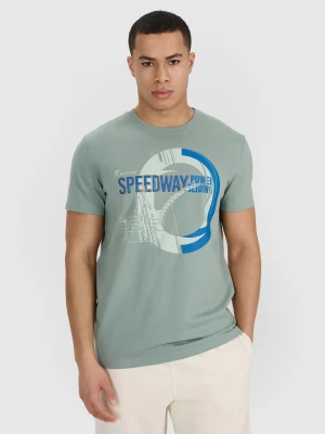 4F T-shirt regular z nadrukiem męski - oliwkowy S